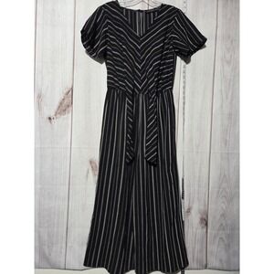 Potter's Pot Jumpsuit Womens Small Black White Striped Wide Leg Romper